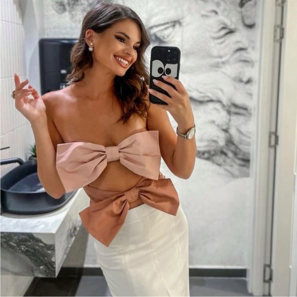 Zara Bow Taffeta Top NWT - Picture 3 of 16